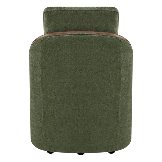 Boucle Dining Chair Set of 2 with Rolling Base