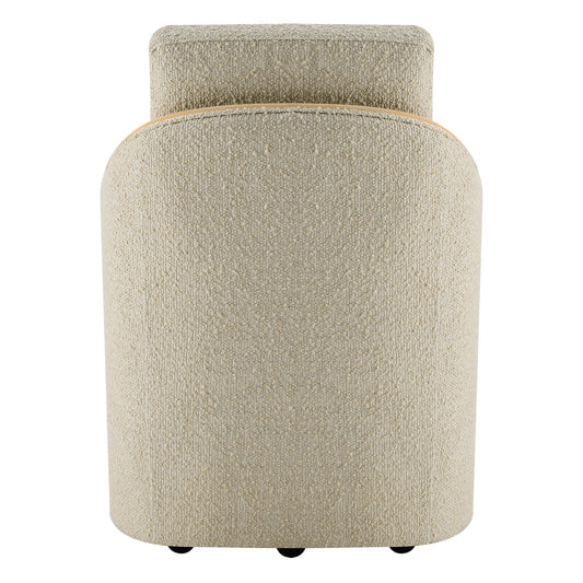 Boucle Dining Chair Set of 2 with Rolling Base