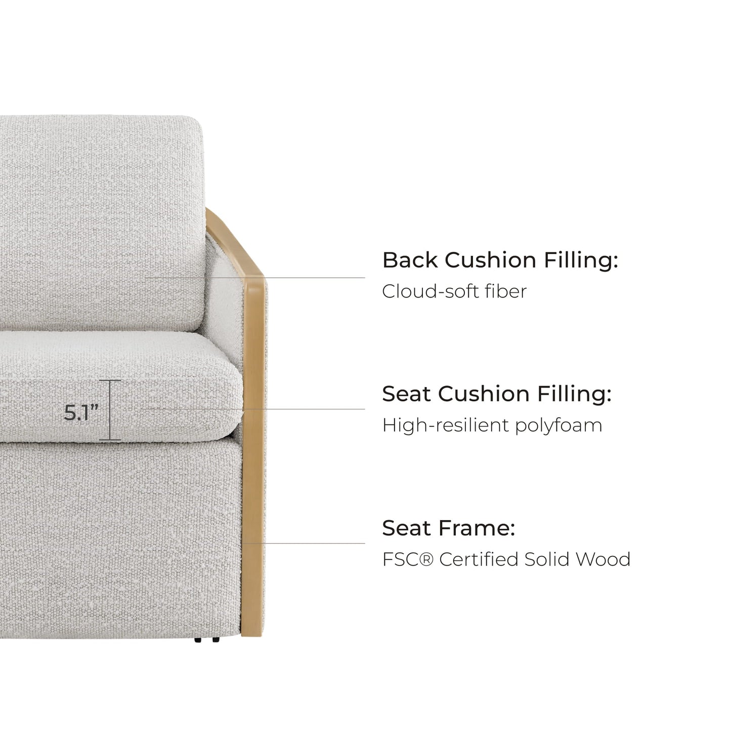 Boucle Dining Chair Set of 2 with Rolling Base
