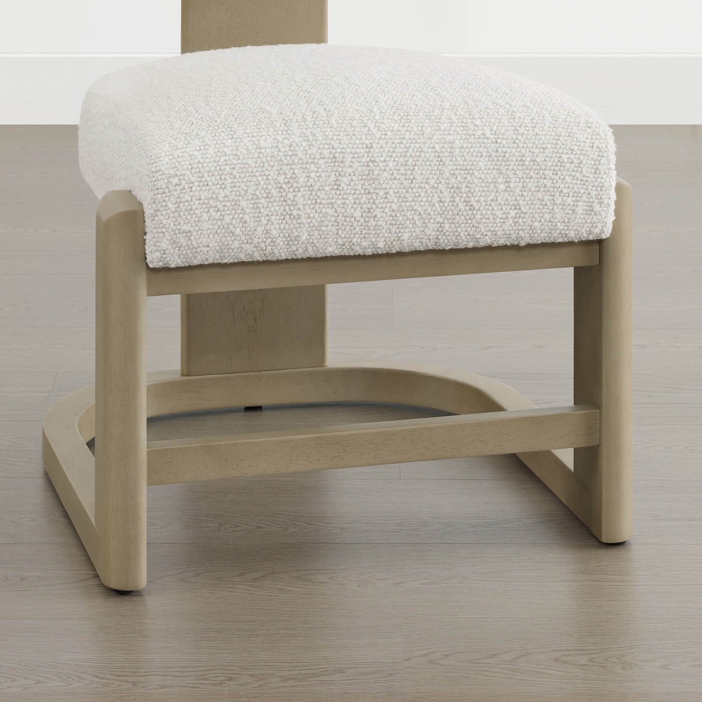 Boucle Dining Chair With Solid Wood Frame and Curved Back