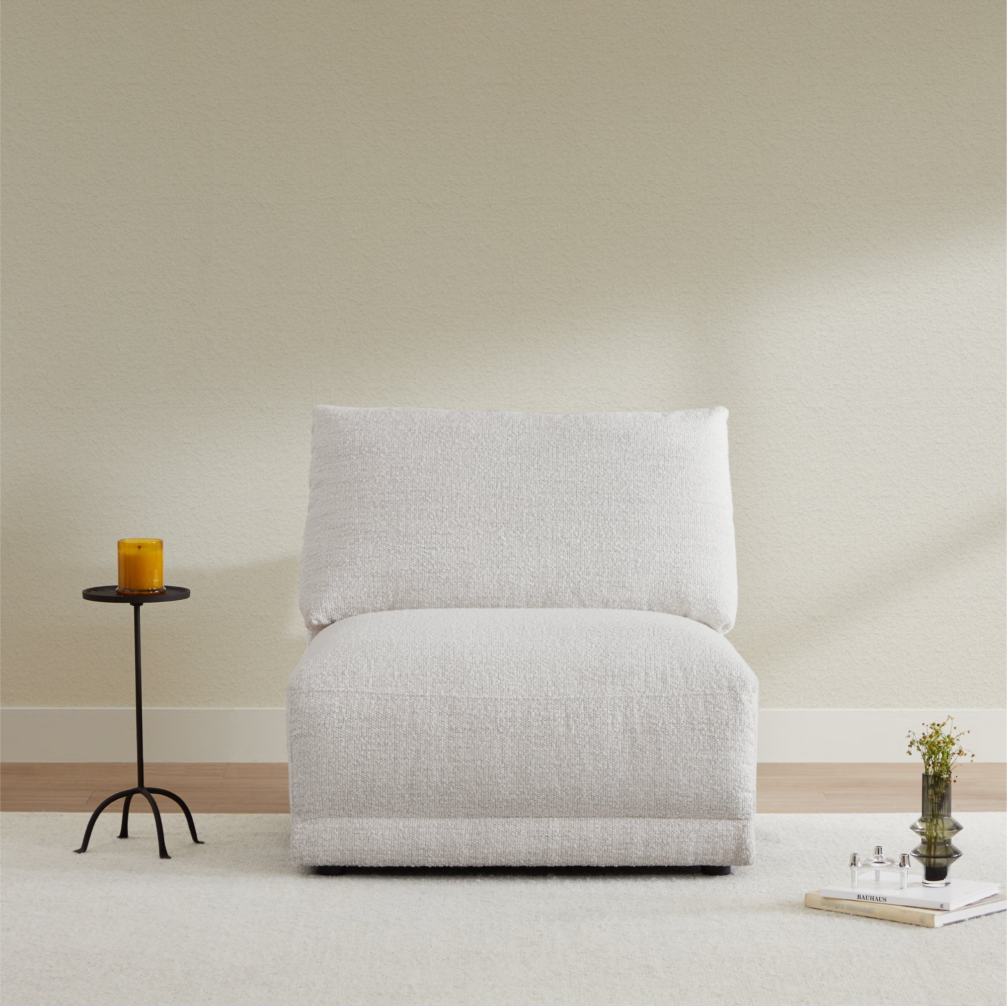 Boucle Ottoman with Armless Design
