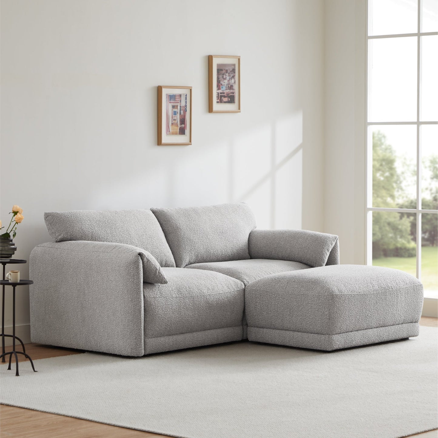 Boucle Ottoman with Armless Design