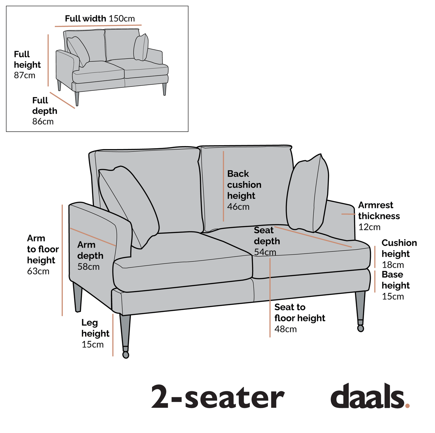 Brigette 2-Seater Mustard Velvet Sofa with Brass Castor Legs