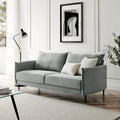 Brushed Fabric Sofa in Light Grey with Clean Lines