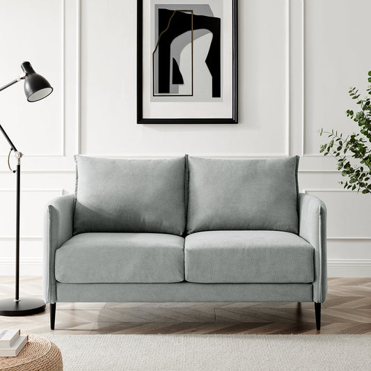 Brushed Fabric Sofa in Light Grey with Clean Lines