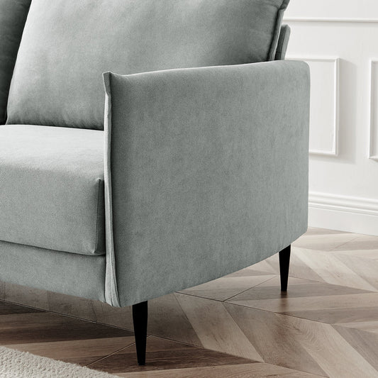 Brushed Fabric Sofa in Light Grey with Clean Lines