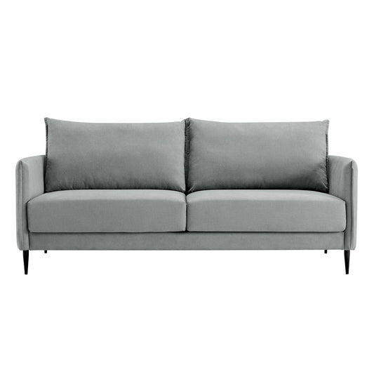 Brushed Fabric Sofa in Light Grey with Clean Lines