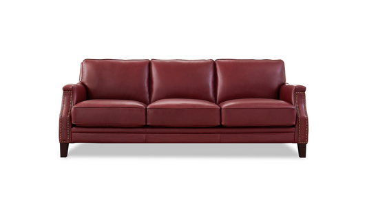 Camano 3 Seater 84" Leather Sofa With Nail-Head Finish