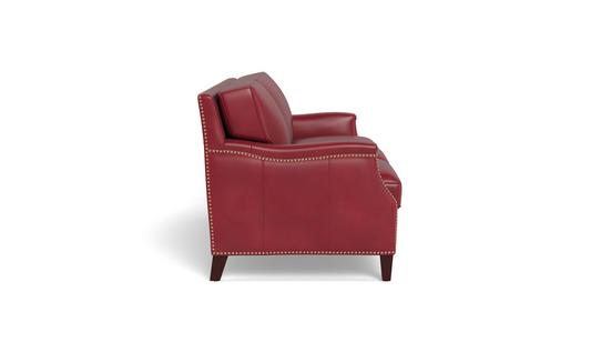 Camano 3 Seater 84" Leather Sofa With Nail-Head Finish