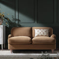 Camel Velvet 2-Seater Sofa with Curved Arms