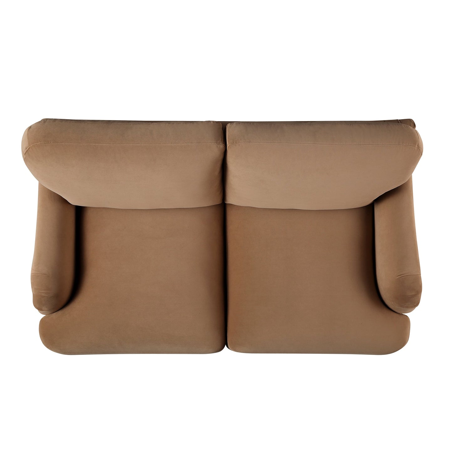 Camel Velvet 2-Seater Sofa with Curved Arms