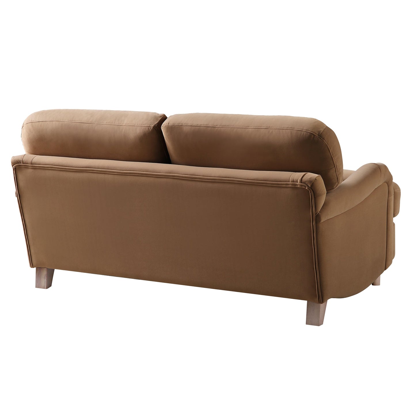 Camel Velvet 2-Seater Sofa with Curved Arms