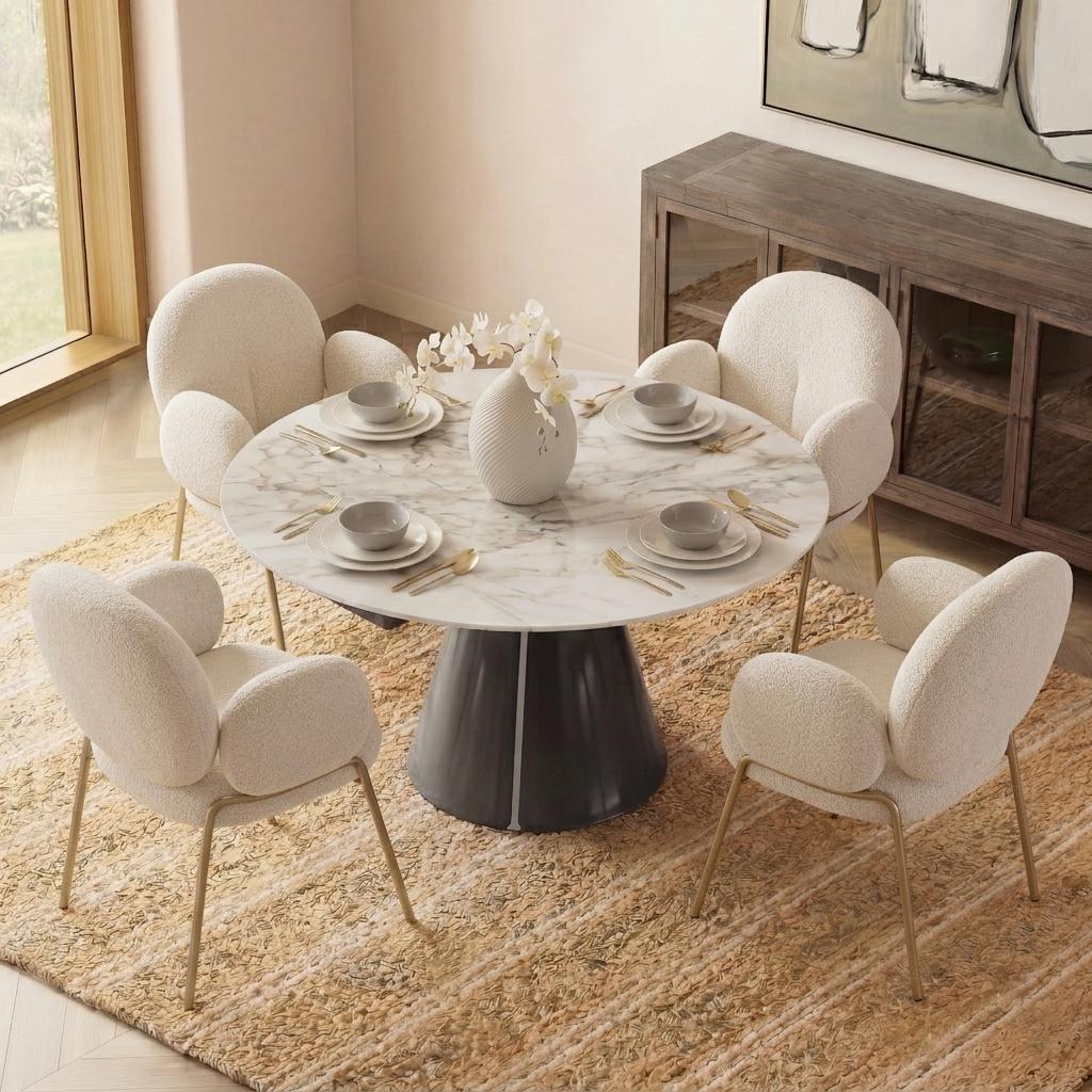 Camila Round Extendable Sintered Stone Dining Table