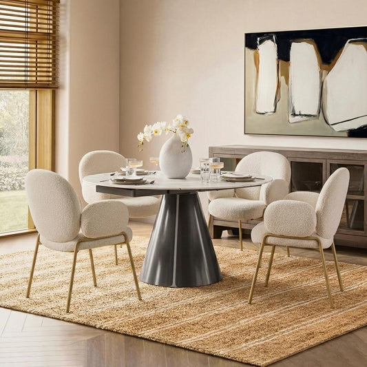 Camila Round Extendable Sintered Stone Dining Table