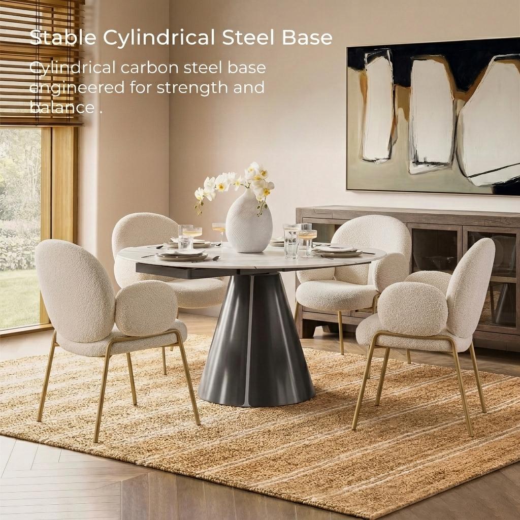 Camila Round Extendable Sintered Stone Dining Table