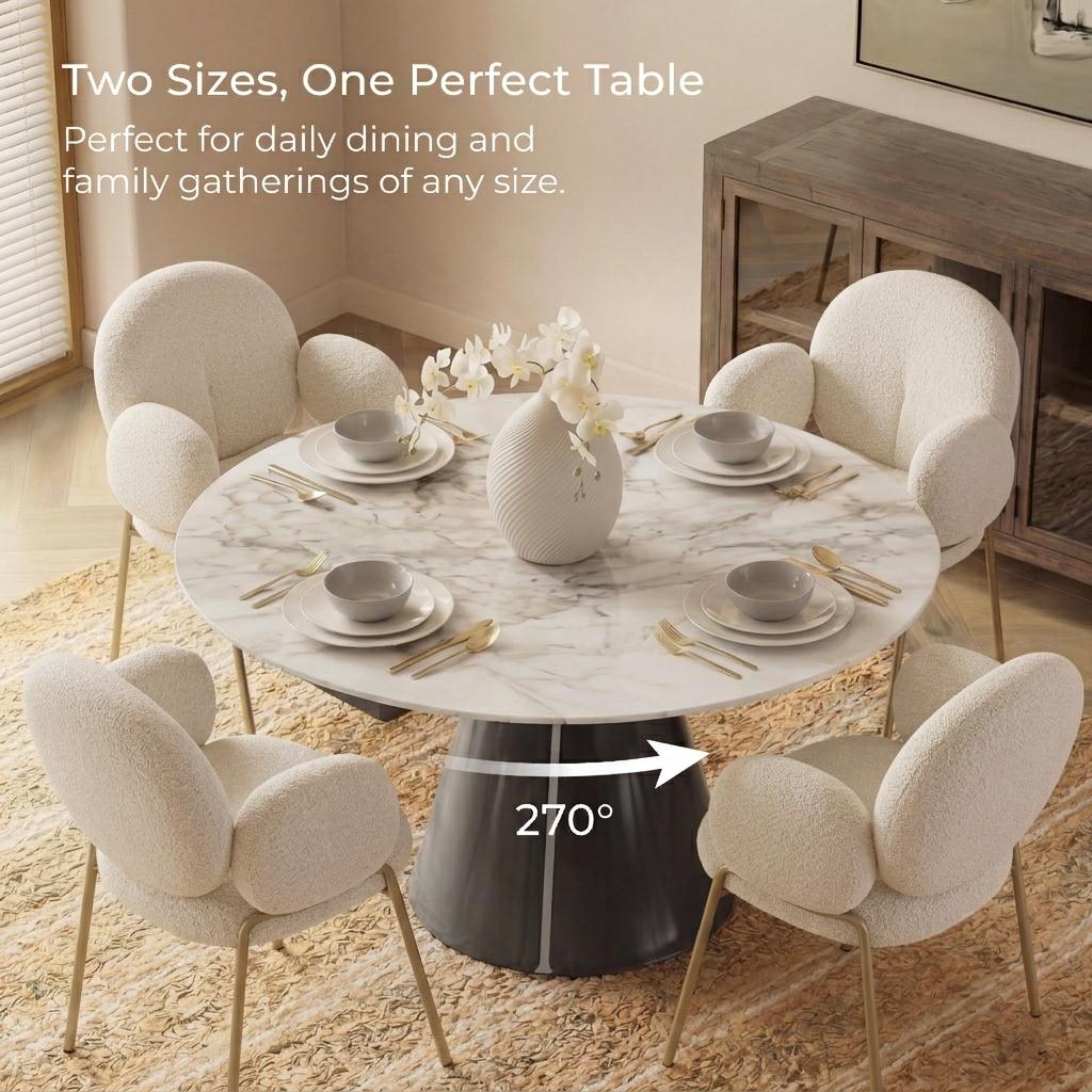 Camila Round Extendable Sintered Stone Dining Table