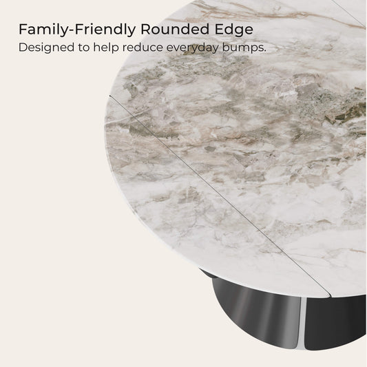 Camila Round Extendable Sintered Stone Dining Table