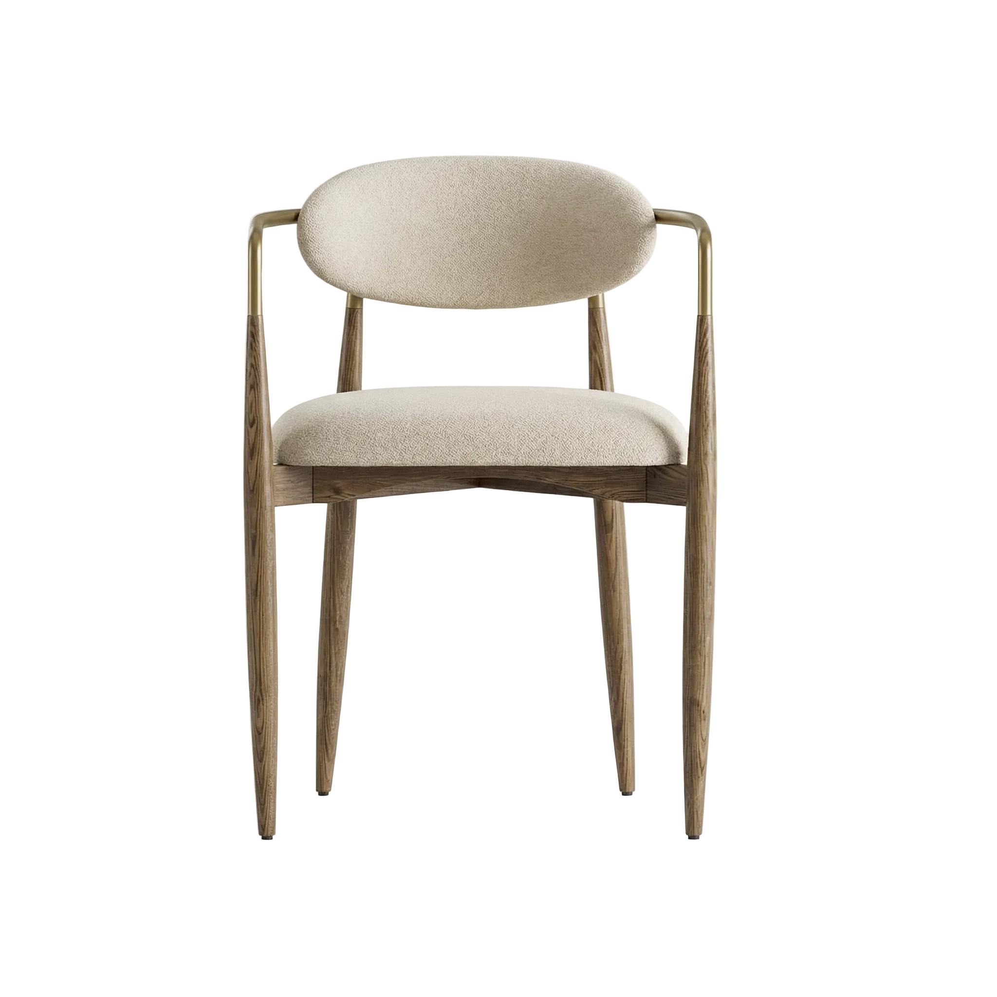 Dining Chair in Beige with Curved Back Design
