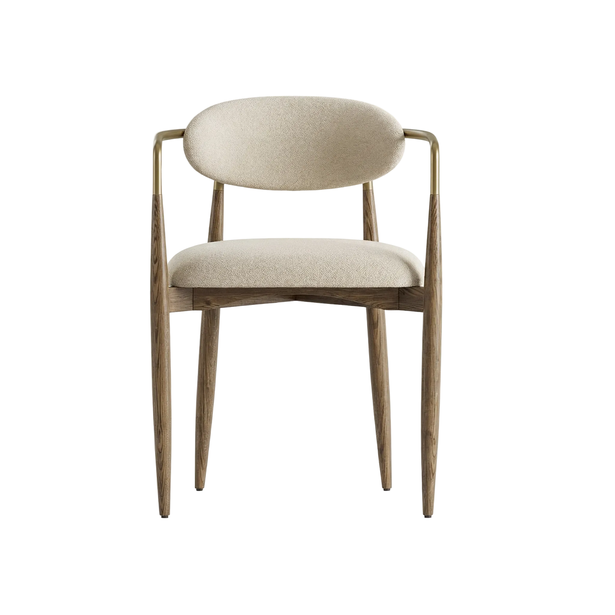 Dining Chair in Beige with Curved Back Design