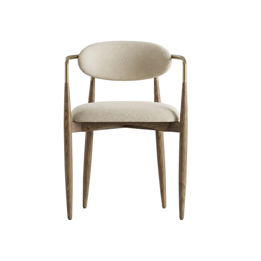 Dining Chair in Beige with Curved Back Design