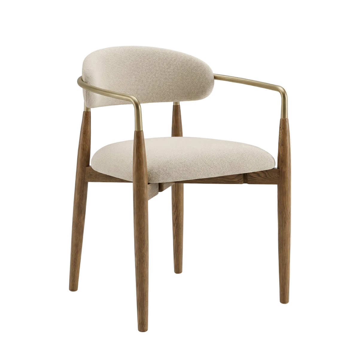 Dining Chair in Beige with Curved Back Design