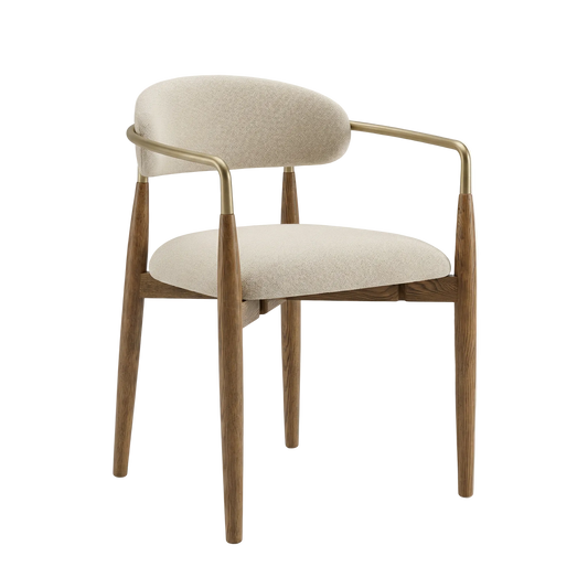 Dining Chair in Beige with Curved Back Design