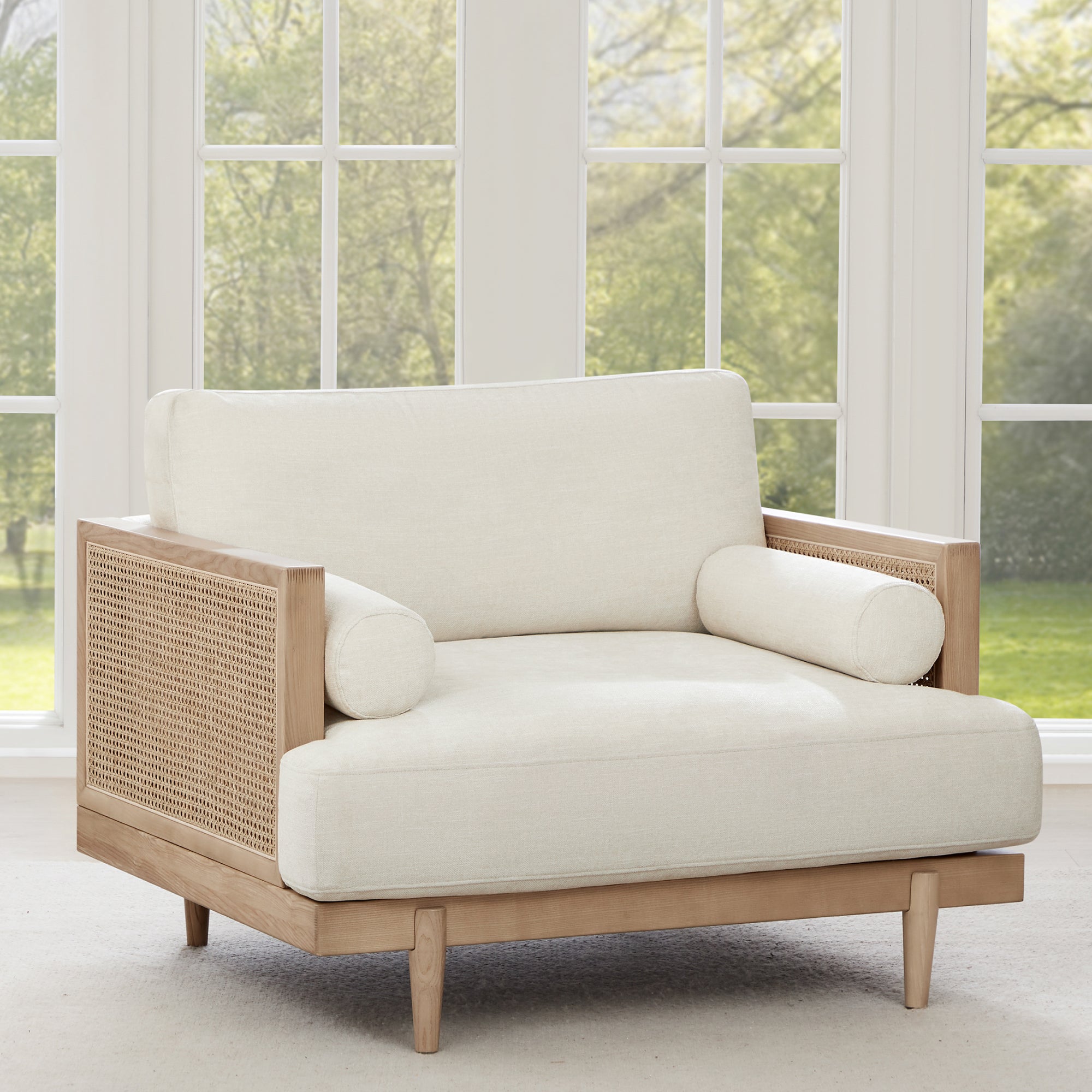 Cane Armchair with Modern Design and 41.8" Height