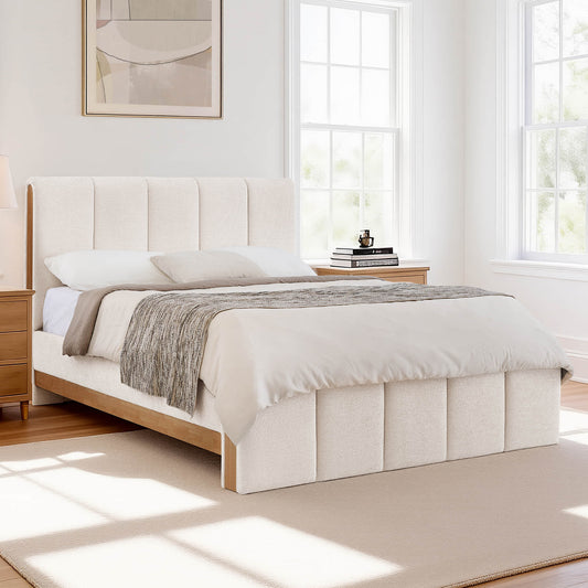 Channel-Tufted Plush Upholstered Platform Bed