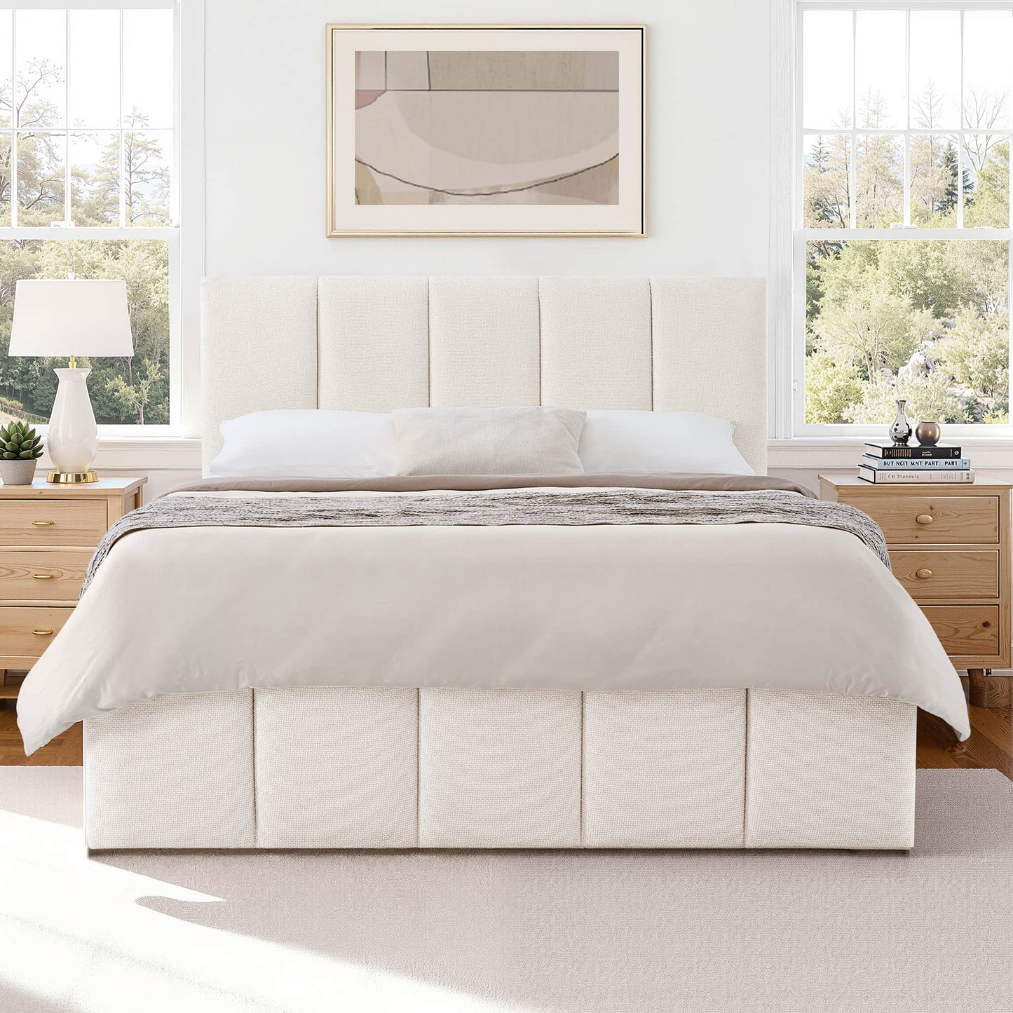 Channel-Tufted Plush Upholstered Platform Bed