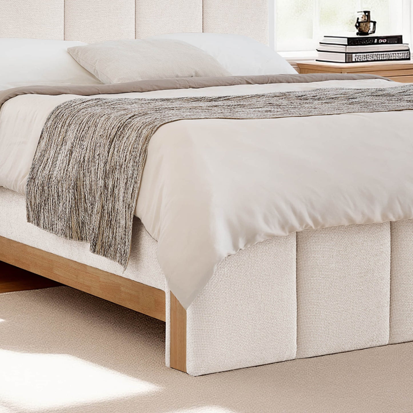 Channel-Tufted Plush Upholstered Platform Bed