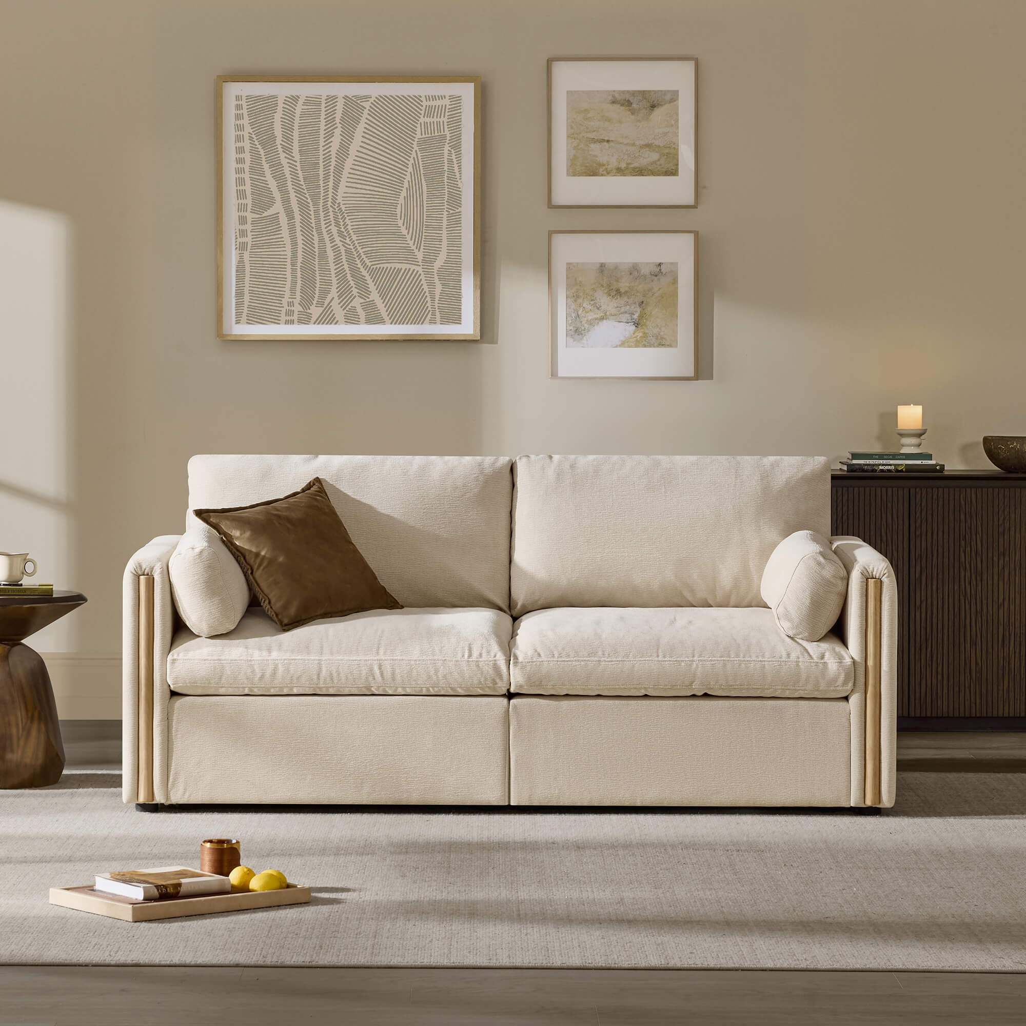 Chenille 2-Seat Sofa with Modern Design