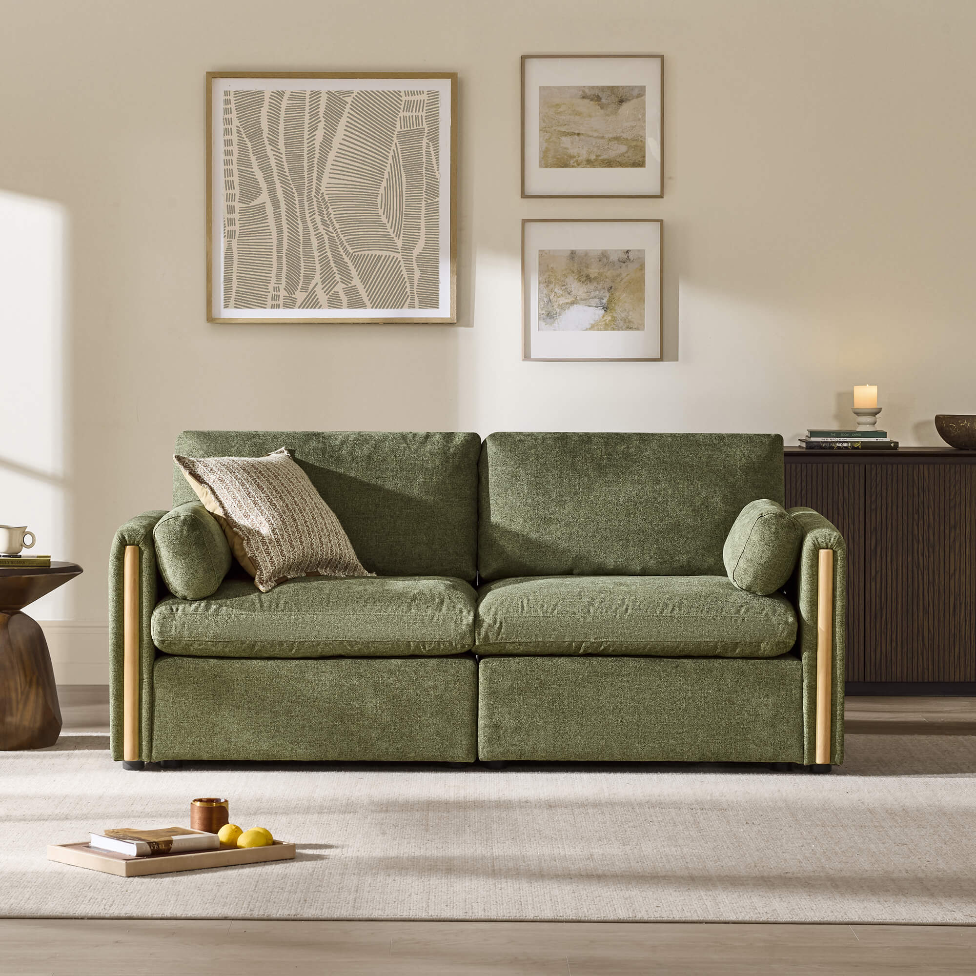 Chenille 2-Seat Sofa with Modern Design