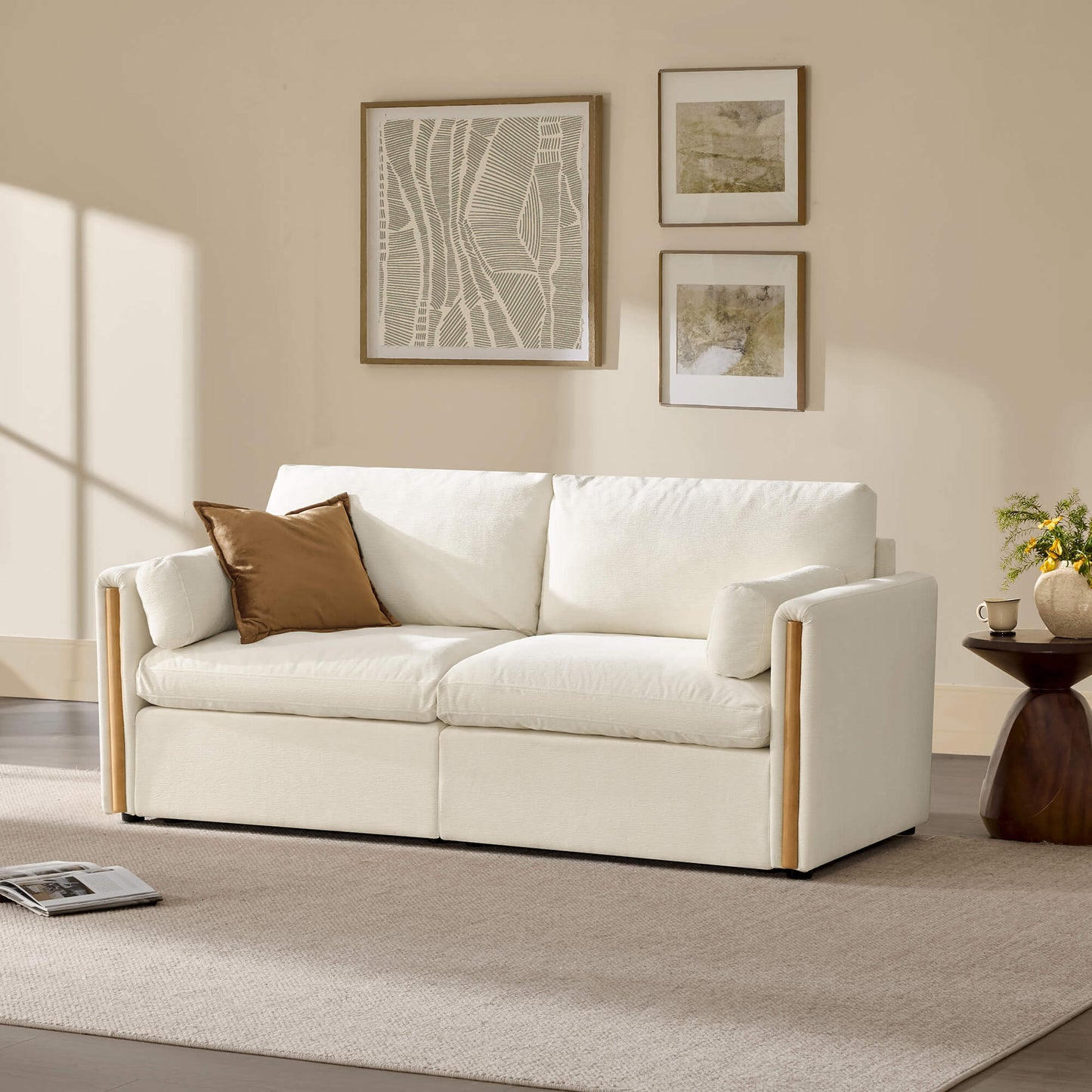 Chenille 2-Seat Sofa with Modern Design