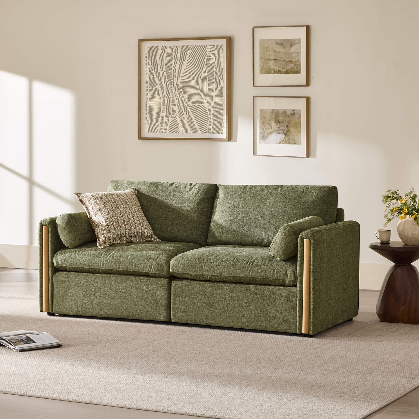 Chenille 2-Seat Sofa with Modern Design