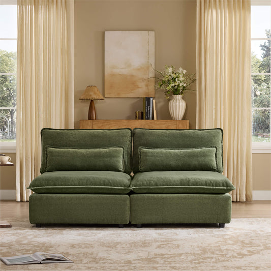 Chenille Armless Lounge Sofa with Adjustable Backrest