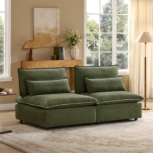 Chenille Armless Lounge Sofa with Adjustable Backrest