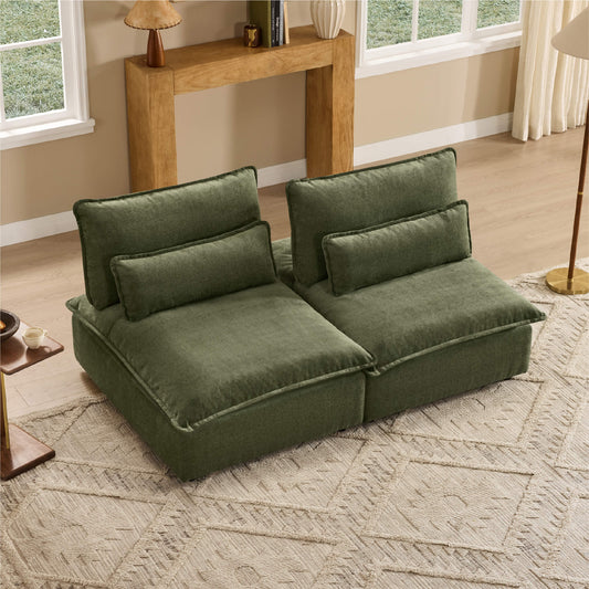 Chenille Armless Lounge Sofa with Adjustable Backrest