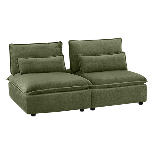 Chenille Armless Lounge Sofa with Adjustable Backrest