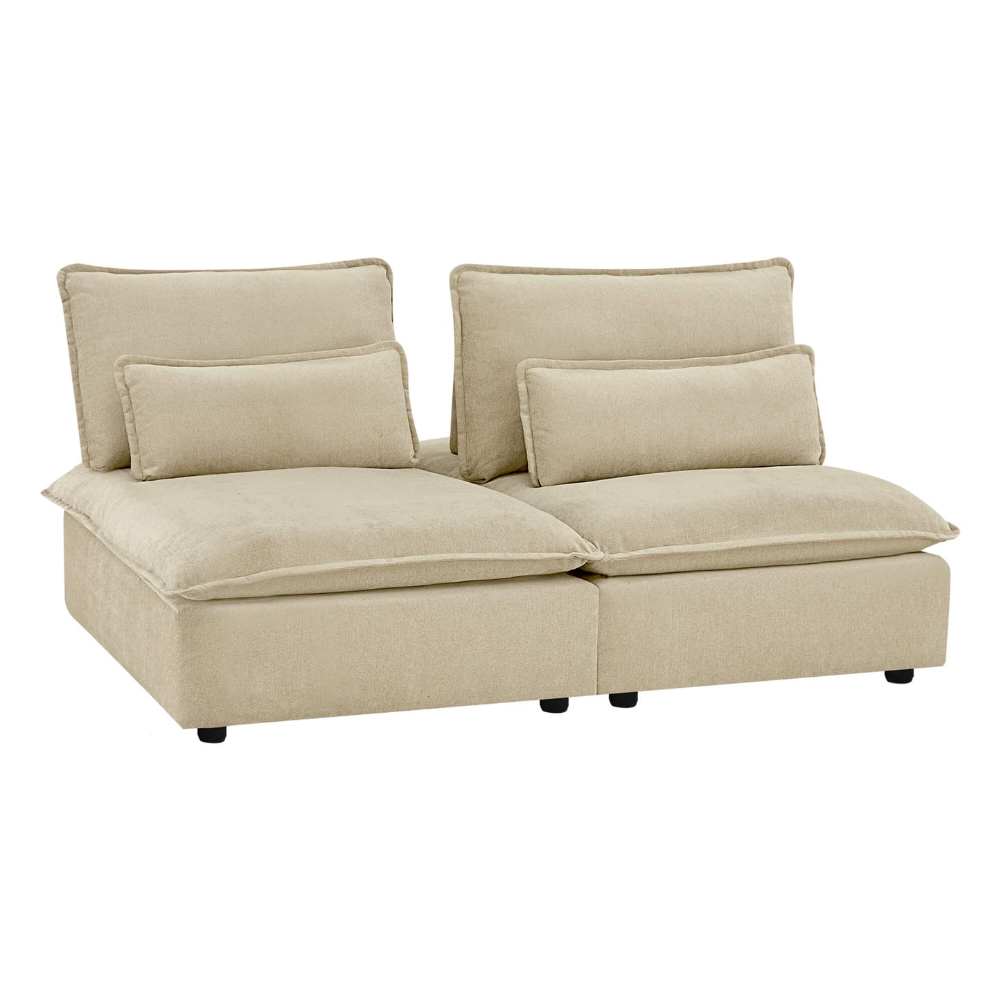 Chenille Armless Lounge Sofa with Adjustable Backrest