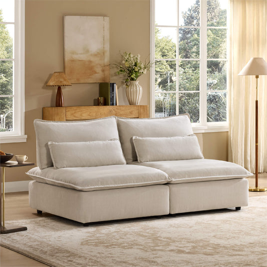 Chenille Armless Lounge Sofa with Adjustable Backrest