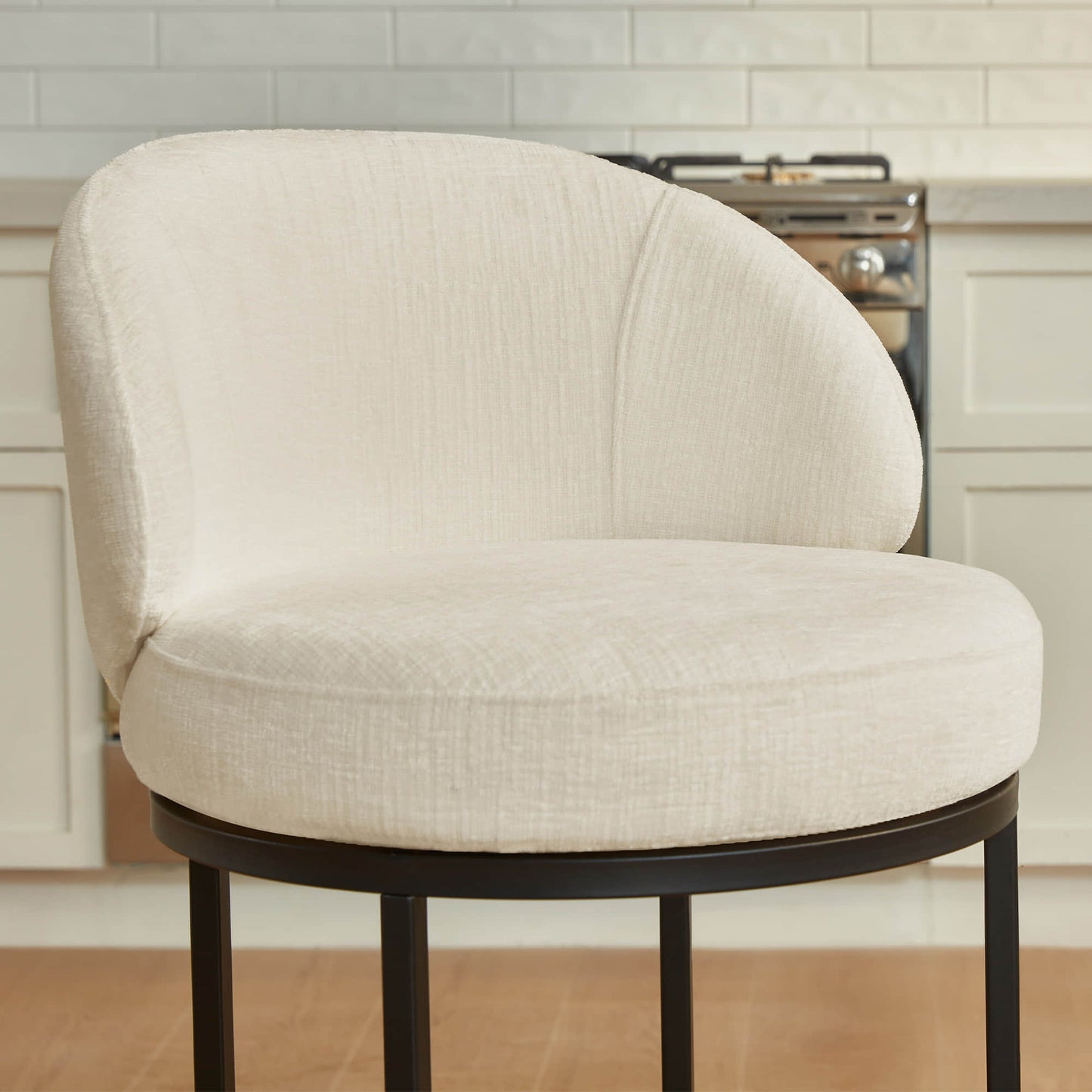 Chenille Swivel Counter Stool Set in Modern Design