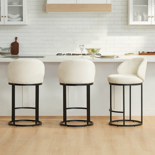Chenille Swivel Counter Stool Set in Modern Design