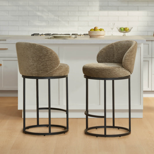 Chenille Swivel Counter Stool Set in Modern Design
