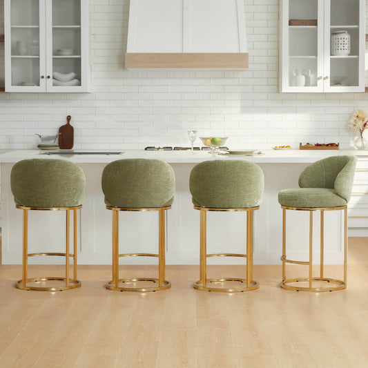 Chenille Swivel Counter Stool Set in Modern Design