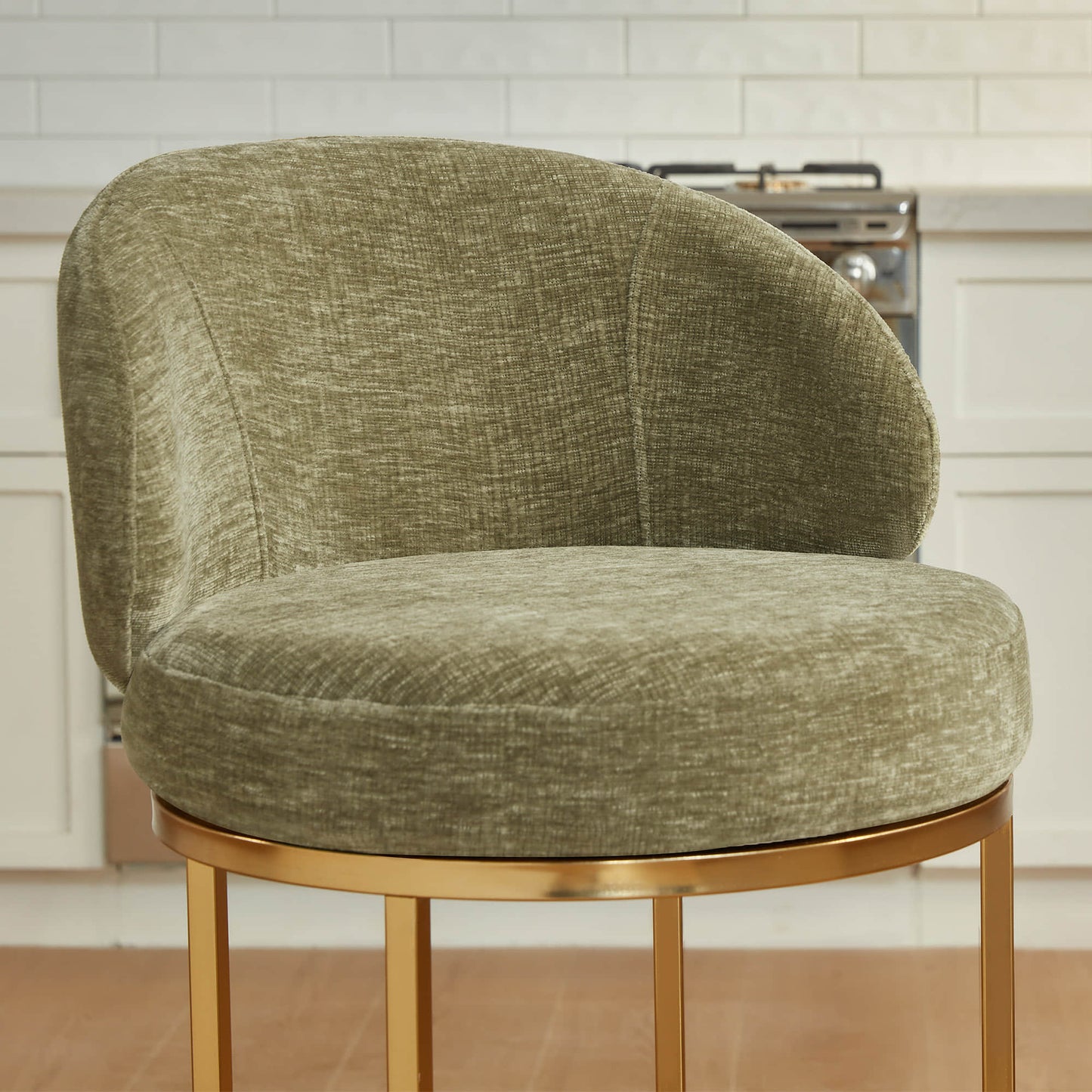 Chenille Swivel Counter Stool Set in Modern Design