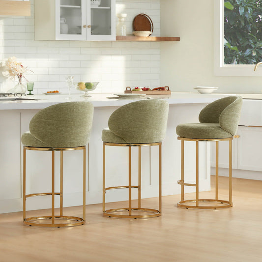 Chenille Swivel Counter Stool Set in Modern Design