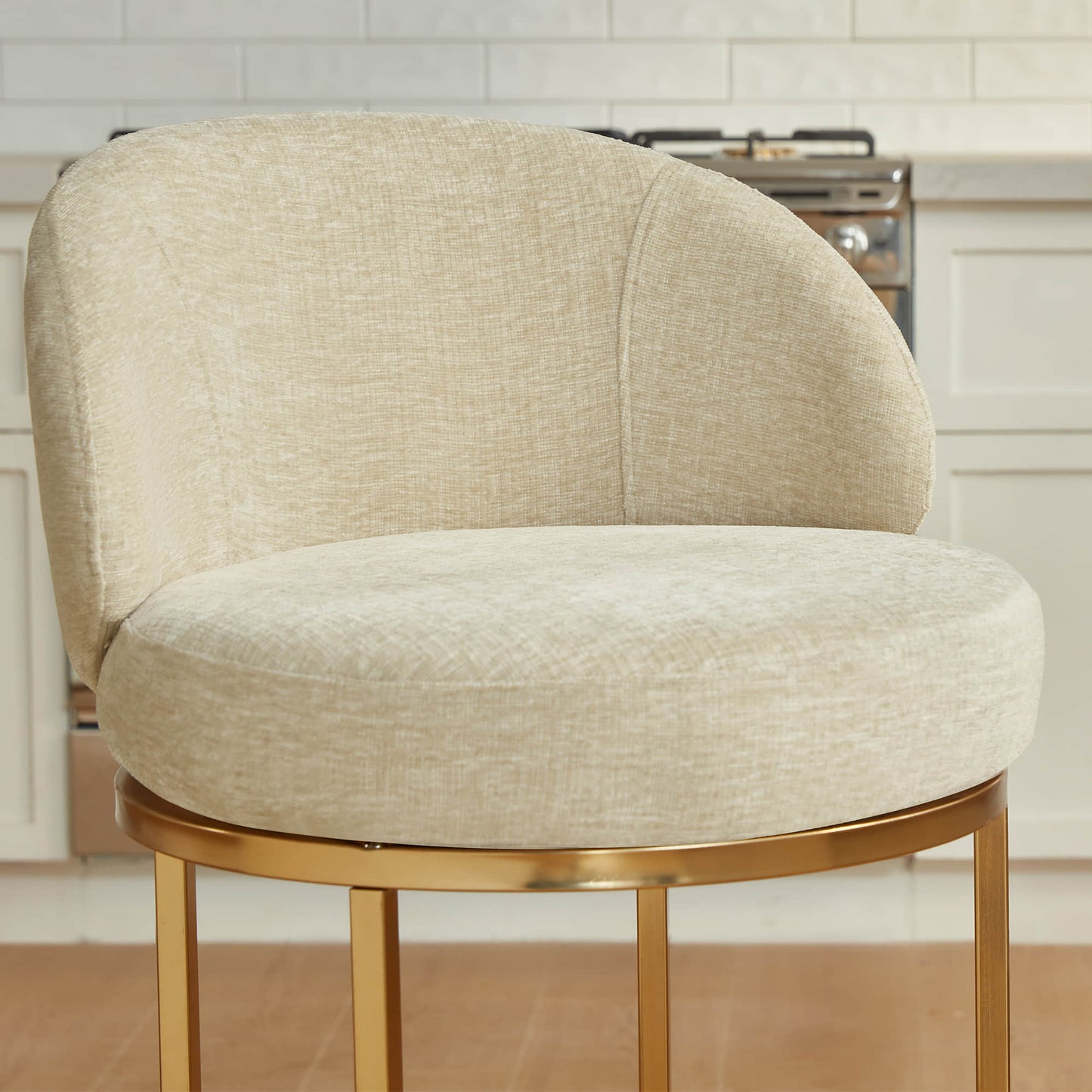 Chenille Swivel Counter Stool Set in Modern Design