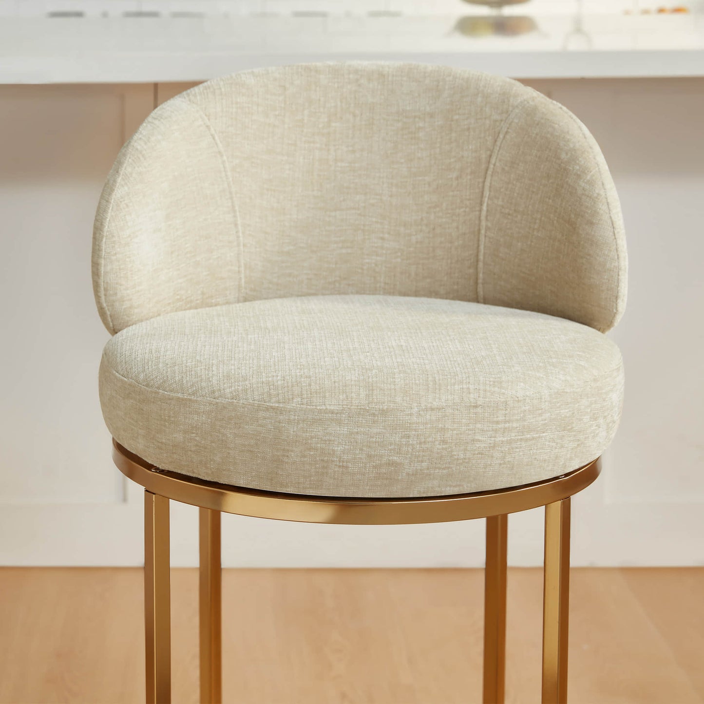 Chenille Swivel Counter Stool Set in Modern Design