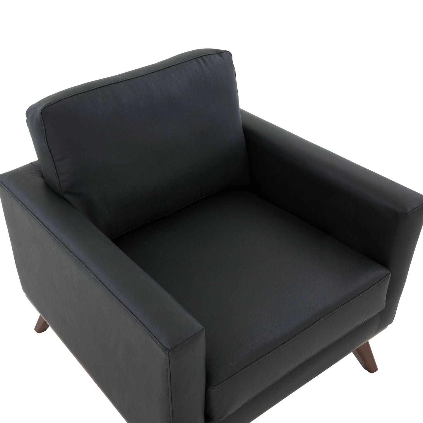 Chester Leather Accent Arm Chair with Birch Wood Base