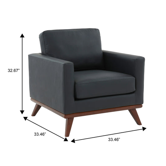 Chester Leather Accent Arm Chair with Birch Wood Base